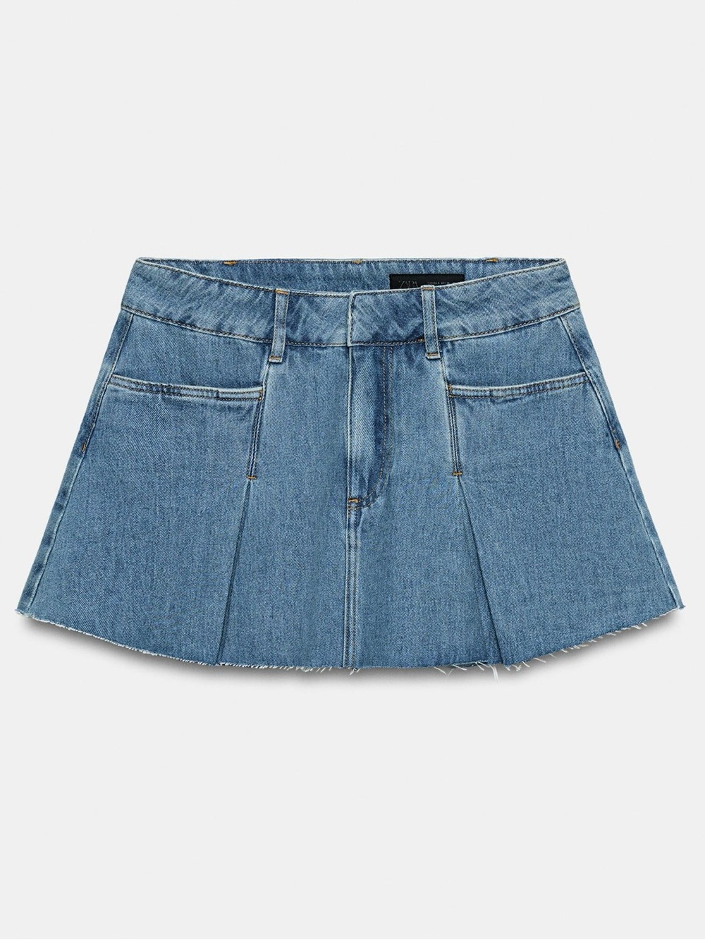 Zara Black Label Blue Denim Pleated A-Line Mini Skirt Size M NWT Party  Y2K Fest